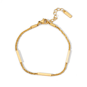 Bracelet Chaîne Simple En Acier Inoxydable Étanche Couleur Or Pour Femme h5 Image5