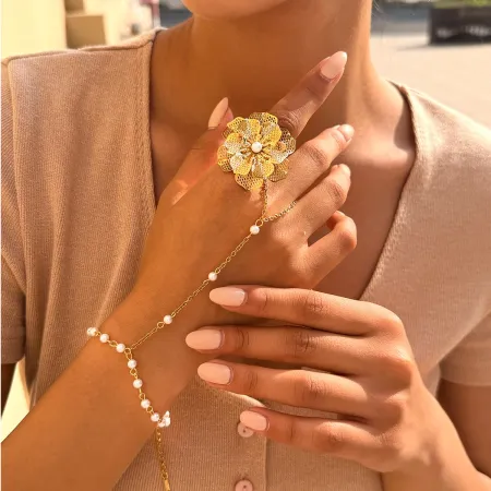 Bague tendance rétro au quotidien, forme irrégulière, en acier inoxydable étanche couleur or