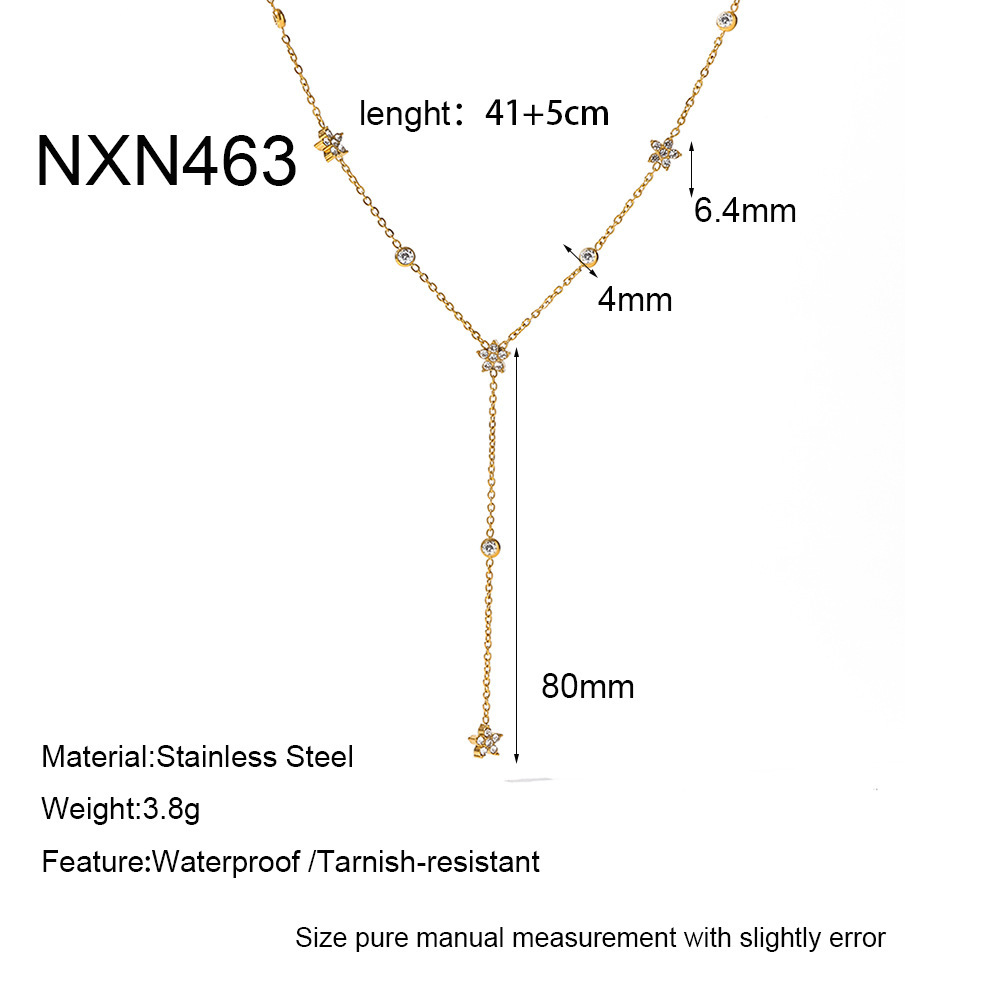 Colliers À Maillons Pour Femmes, Forme Géométrique Simple Et Luxueuse, En Acier Inoxydable, Couleur Or, Avec Zircon, Étanches. 