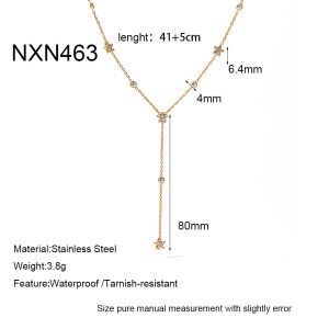 Colliers À Maillons Pour Femmes, Forme Géométrique Simple Et Luxueuse, En Acier Inoxydable, Couleur Or, Avec Zircon, Étanches. h5 