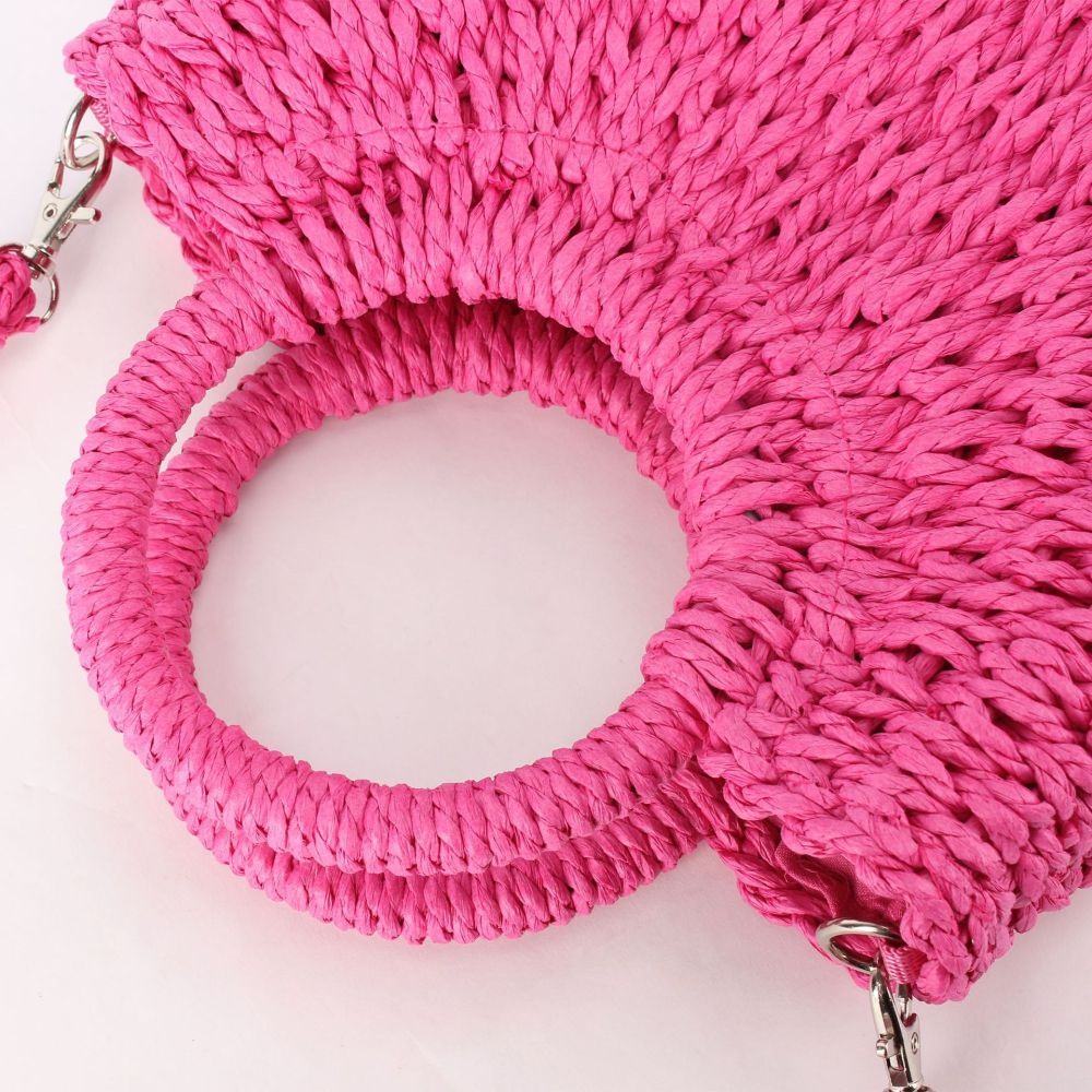 Sac Carré Femme En Raphia Tissé Uni Style Vacances h5Image3