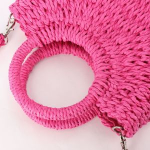 Sac Carré Femme En Raphia Tissé Uni Style Vacances h5 Image3