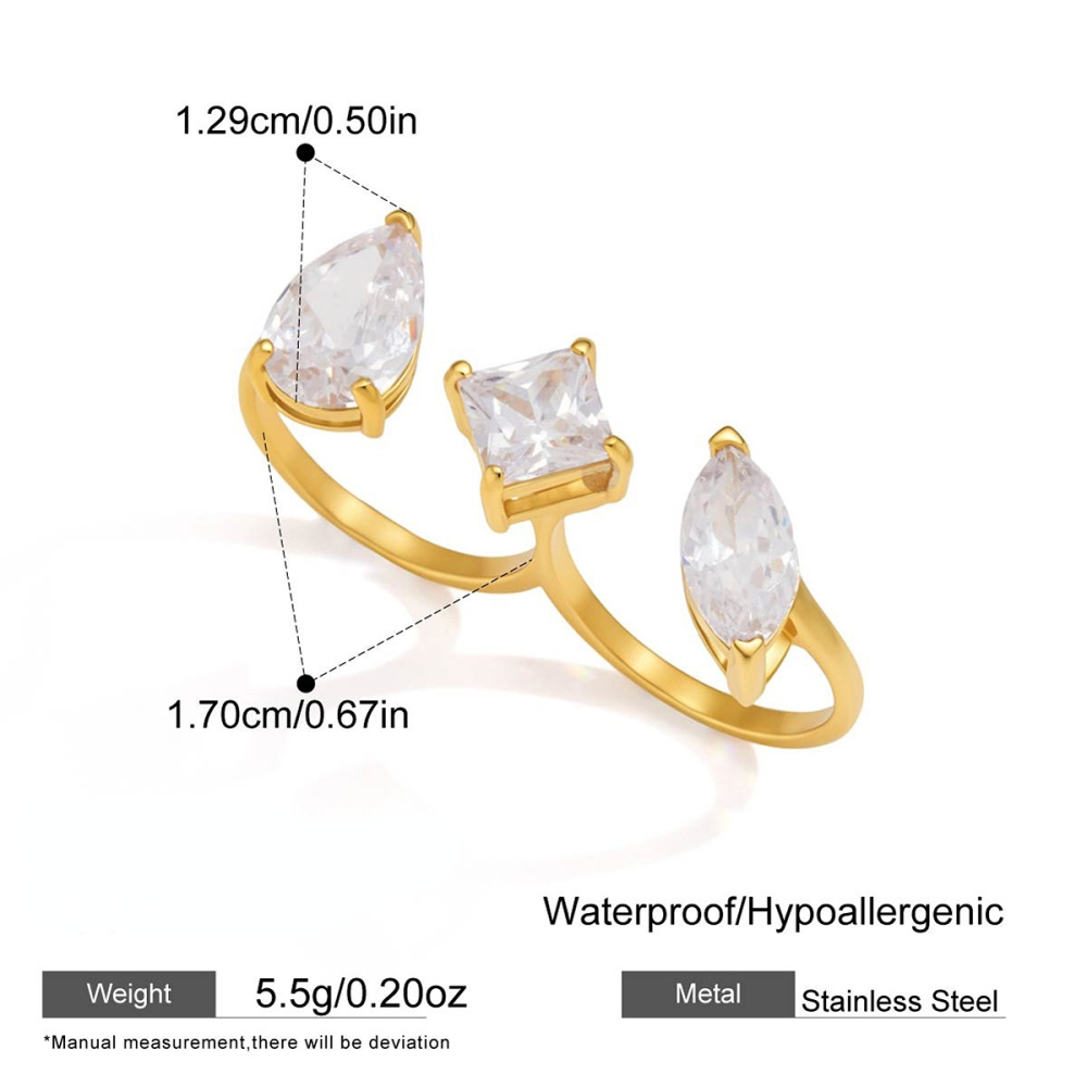 Bagues Pour Femmes En Acier Inoxydable Doré, Étanches, De Forme Elliptique Et Serties De Zircon, Collection De Luxe 