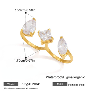 Bagues Pour Femmes En Acier Inoxydable Doré, Étanches, De Forme Elliptique Et Serties De Zircon, Collection De Luxe h5 