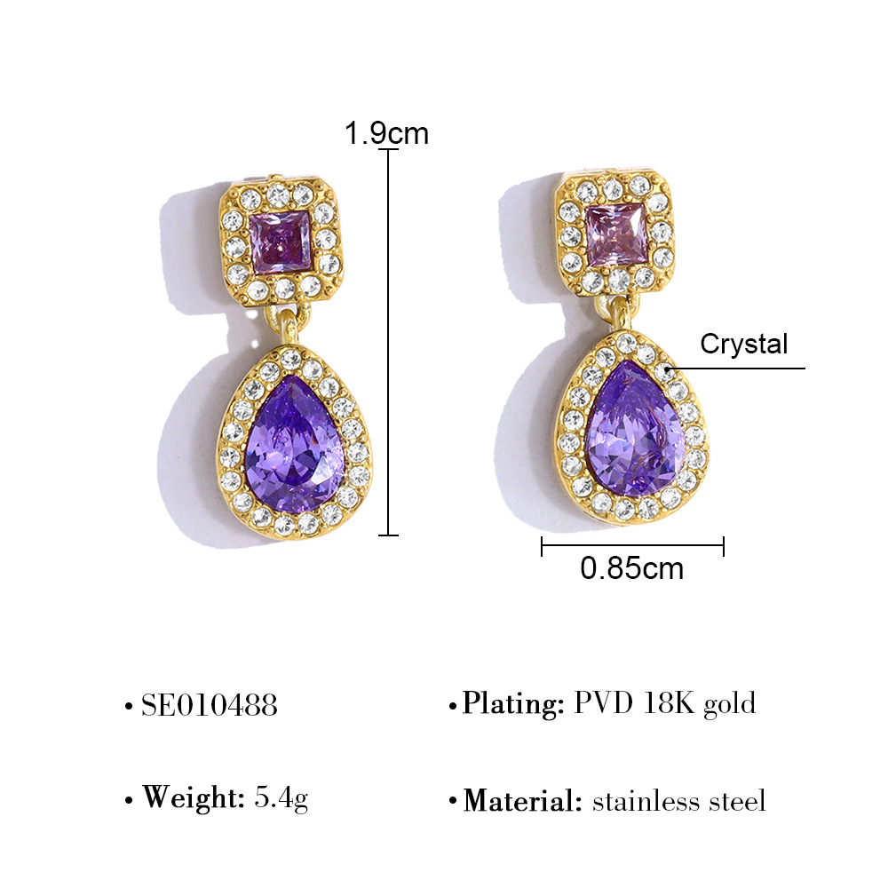 Boucles D'Oreilles Pendantes Pour Femme, Collection Luxueuse, En Acier Inoxydable, Étanches, Couleur Or, Ornées De Strass Et De Zircon.