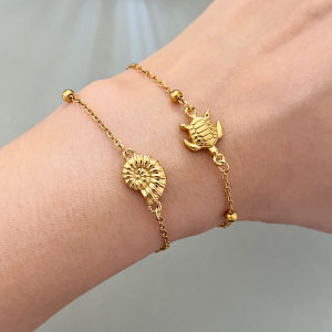 Bracelets À Maillons Pour Femmes, Style Océanique Simple, En Acier Inoxydable, Étanches, Couleur Or h5 Image3