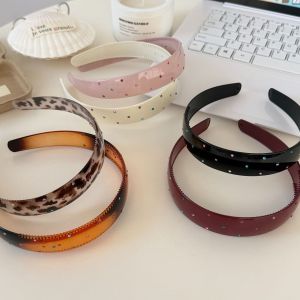 Bandeaux À Cheveux En Acétate À Imprimé Léopard, Strass, Couleur Unie, Collection Simple h5 Image3