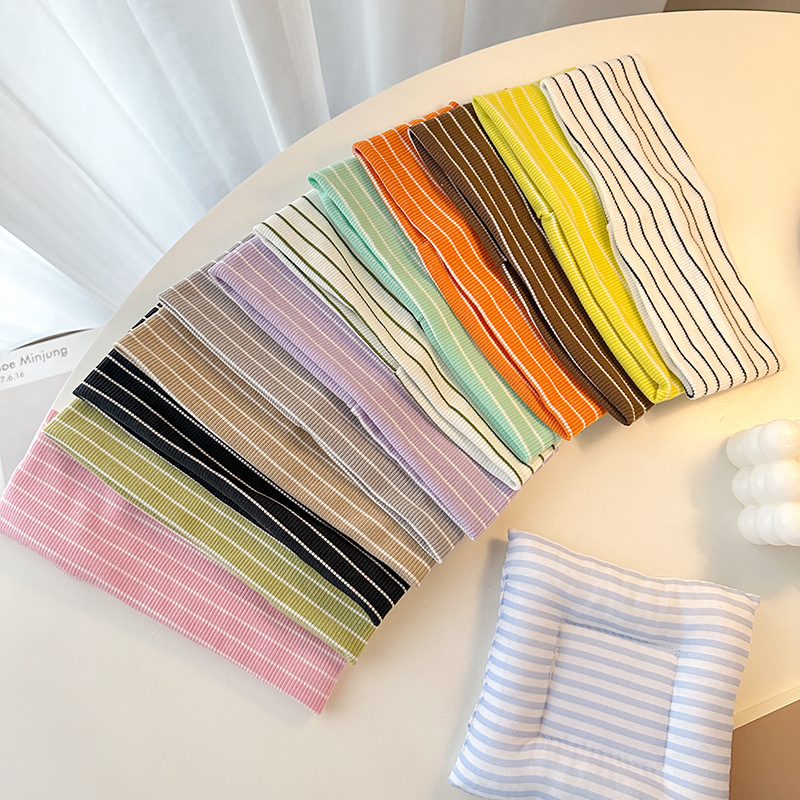 Bandeaux Pour Cheveux En Tissu À Rayures Unies De La Série Simple Sports Image3