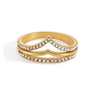 Bagues Pour Femmes En Acier Inoxydable Doré, Étanches, Ajourées Et Ornées De Strass. h5 Image6