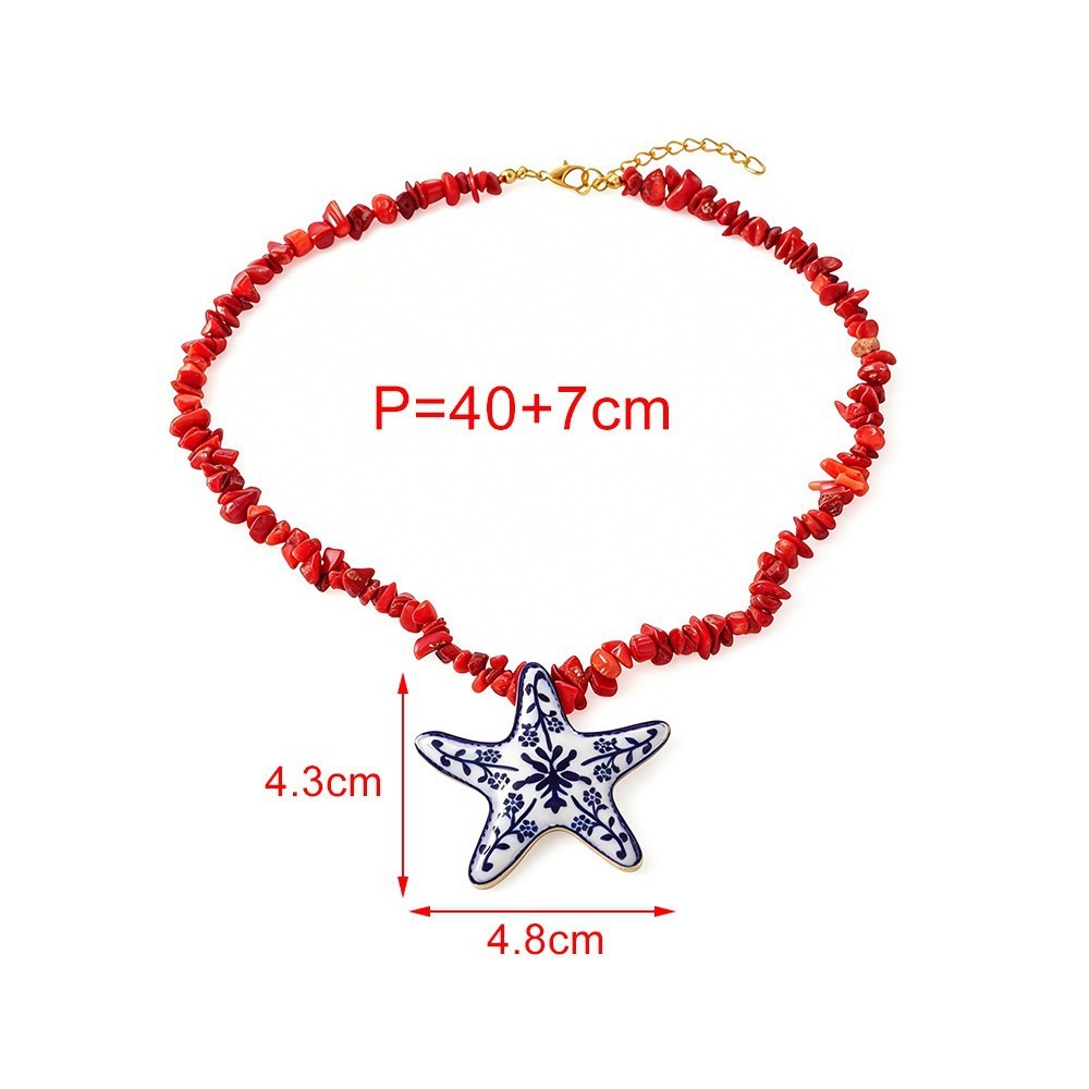 Colliers À Chaîne Pour Femmes Avec Perles Et Étoiles De Mer, Style Vacances Océaniques Image4