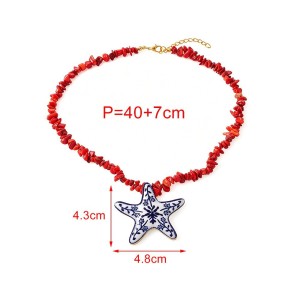 Colliers À Chaîne Pour Femmes Avec Perles Et Étoiles De Mer, Style Vacances Océaniques h5 Image4