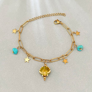 Bracelets À Breloques Pour Femmes, Motif Coquillage, En Acier Inoxydable, Étanches, Couleur Or h5 