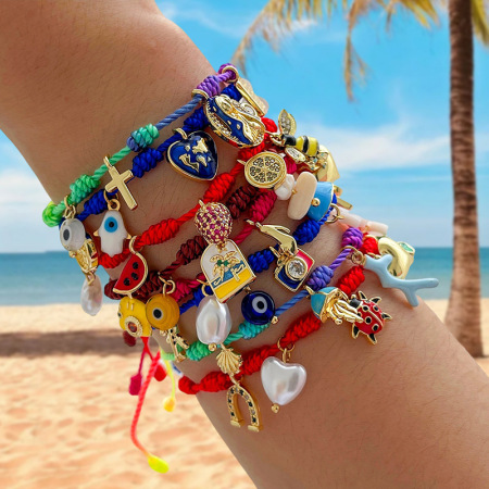 Bracelet tressé pour femme, collection romantique, motif cœur irrégulier, couleur cuivre doré