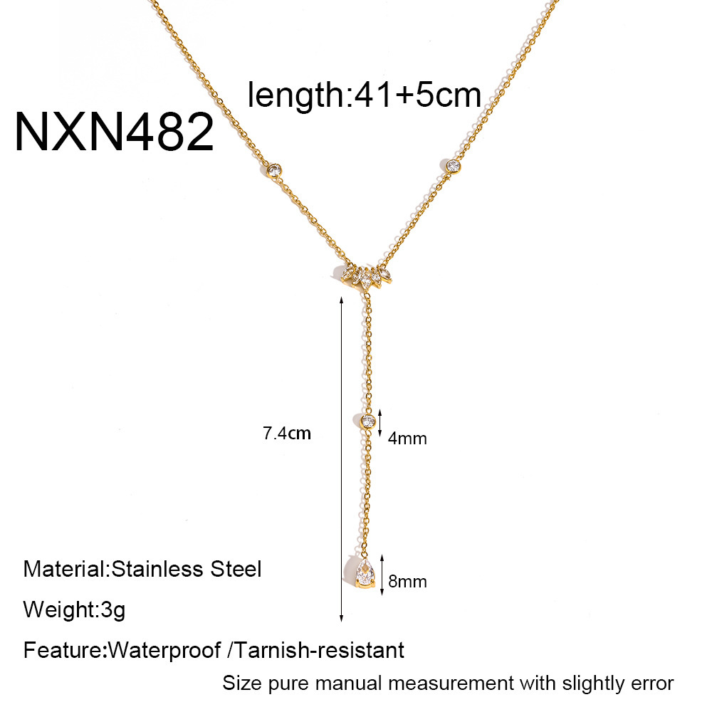 Colliers À Maillons Pour Femmes, En Acier Inoxydable, Couleur Or, Avec Pompon Et Zircon, Collection Simple Series Daily Tassel 