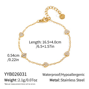 Bracelet Chaîne Femme En Acier Inoxydable Doré Avec Zircon En Forme De Cœur h5 