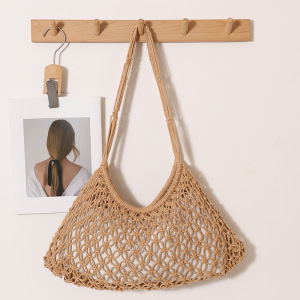 Sac À Main Pour Femme, Style Décontracté, En Coton Tissé Uni Ajouré, Style Est-Ouest h5