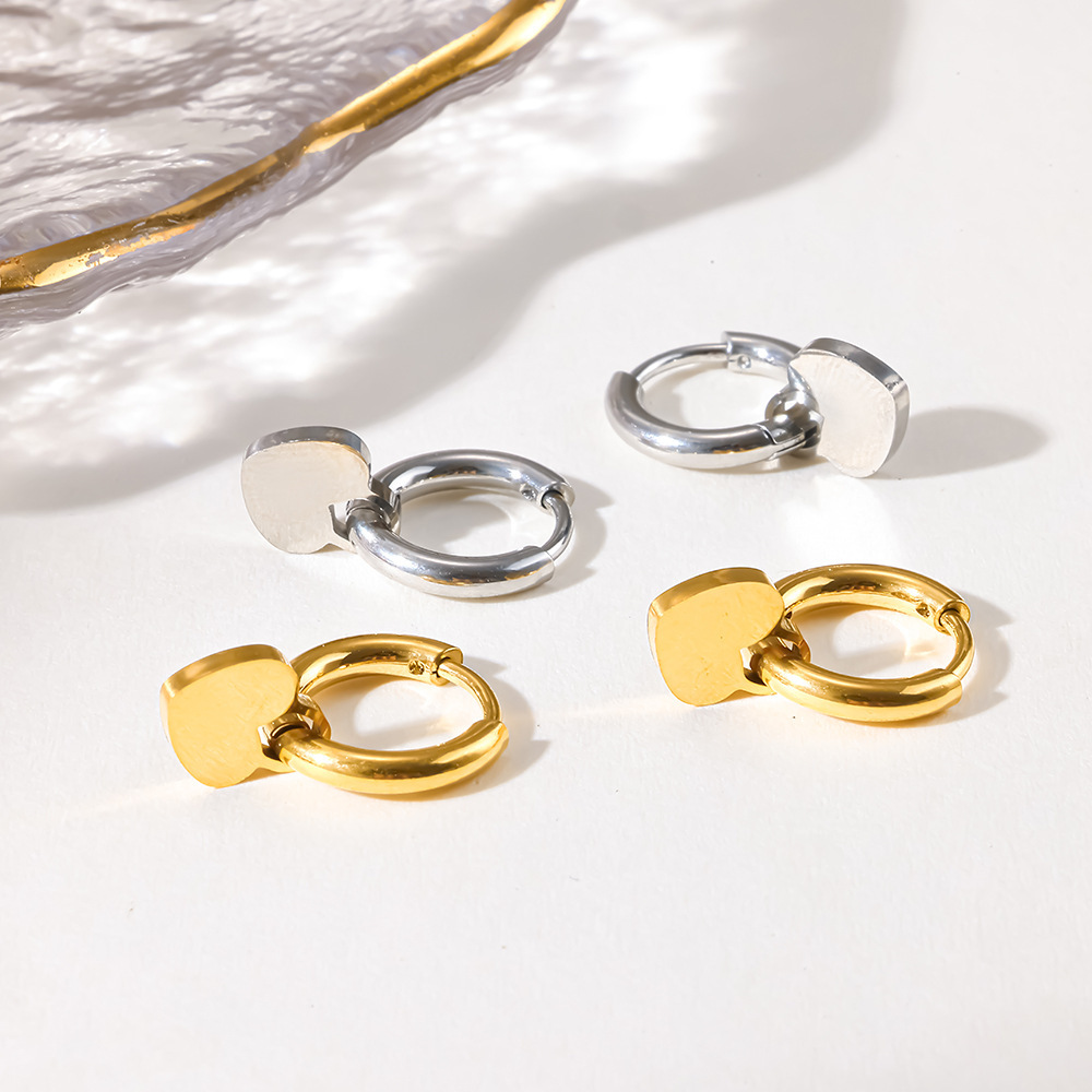 Boucles D'Oreilles Créoles Pour Femmes, En Acier Inoxydable Doré, Forme Géométrique Simple, Étanches. h5Image3