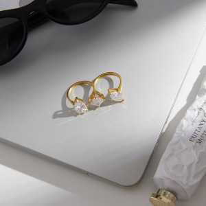 Bagues Pour Femmes En Acier Inoxydable Doré, Étanches, De Forme Elliptique Et Serties De Zircon, Collection De Luxe h5 Image5