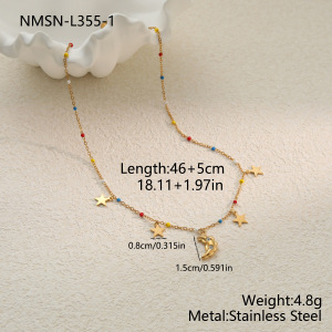 Colliers À Maillons Simple Series Daily Star Chain Moon En Acier Inoxydable Étanche Couleur Or Pour Femmes h5