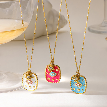 Colliers pendentifs étanches en acier inoxydable émaillé