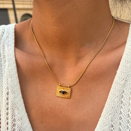 Collier pendentif œil de diable quotidien Simple Series en acier inoxydable étanche couleur or pour femme 2