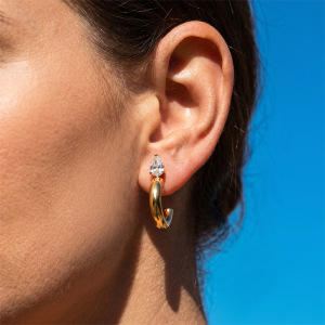 Boucles D'Oreilles Puces Pour Femmes, Collection Simple, Forme Irrégulière Décontractée, Acier Inoxydable, Couleur Or, Zircon, Étanches. h5 Image2