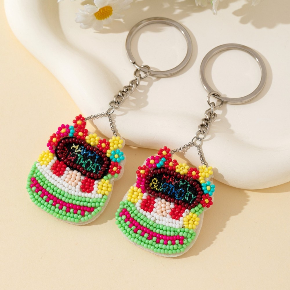 Porte-Clés Ethnique Décontracté En Alliage Alimentaire Avec Perles Et Lettres Multicolores - Collection Ethnique Image3