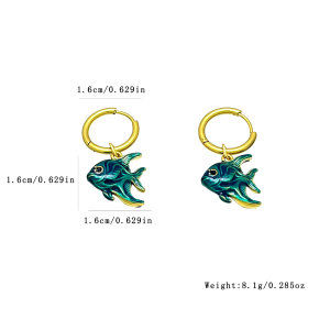 Boucles D'Oreilles Pendantes Rétro En Acier Inoxydable, Couleur Or, Pour Femme, Motif Poisson h5 Image4