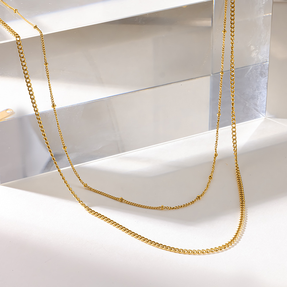 Colliers Superposés Pour Femmes, En Acier Inoxydable, Couleur Or, Étanches, De La Collection Simple Series Daily Chain Image3