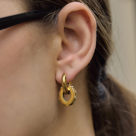 Boucles d'oreilles pendantes pour femmes, style torsadé, en acier inoxydable, couleur or, de forme irrégulière, collection Simple Series Daily. 2