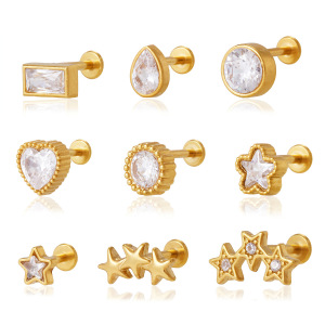 Boucles D'Oreilles Pour Femmes Simple Series Daily Irregular Shape Star En Acier Inoxydable Étanche Couleur Or Avec Zircon h5 Image5