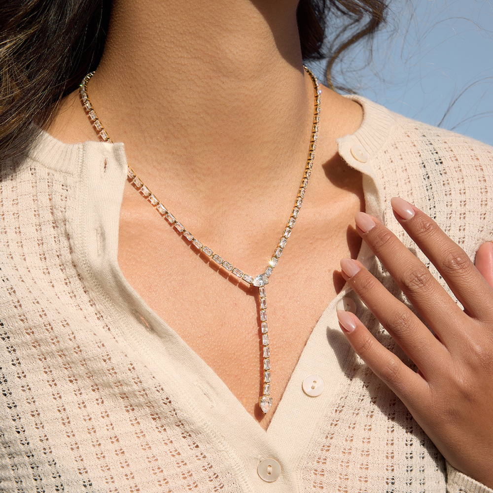 Colliers Pendentifs Pour Femmes En Acier Inoxydable Étanche, Couleur Or, Avec Zircon Image4
