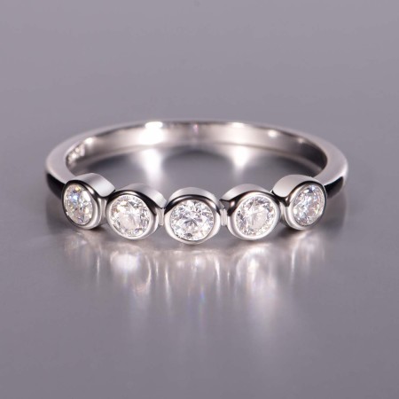 Bagues en moissanite pour femmes, collection Simple Series Daily Patchwork Circle, plaquées platine S925. 2