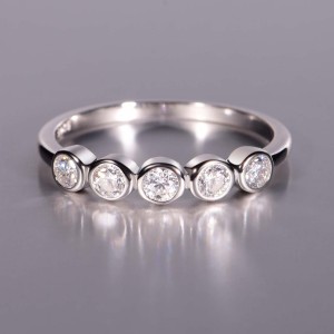 Bagues En Moissanite Pour Femmes, Collection Simple Series Daily Patchwork Circle, Plaquées Platine S925. h5 Image2