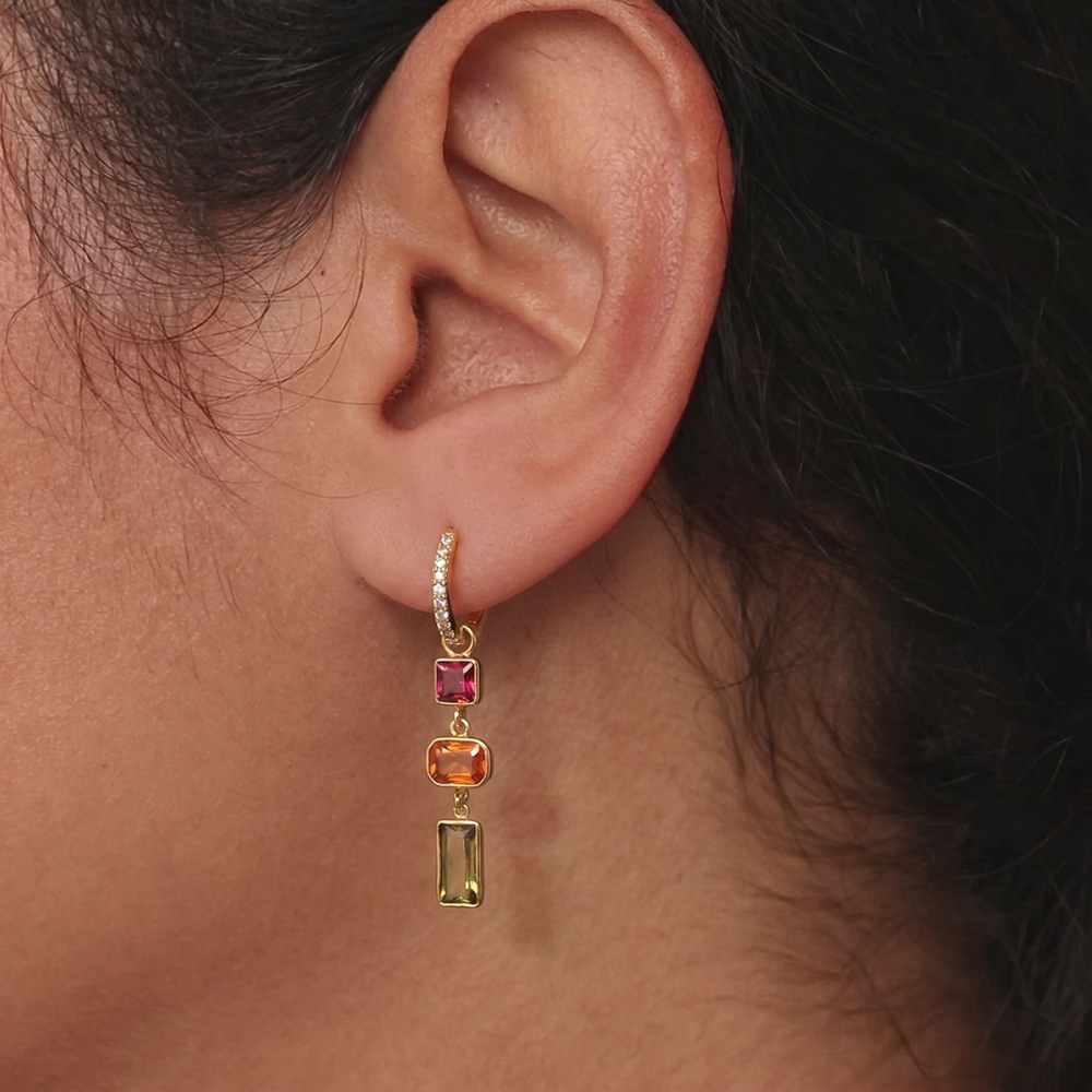 Boucles D'Oreilles Pendantes Pour Femme, Collection Luxueuse, Simple, À Pompon, En Acier Inoxydable Étanche, Couleur Or, Avec Zircon. Image4