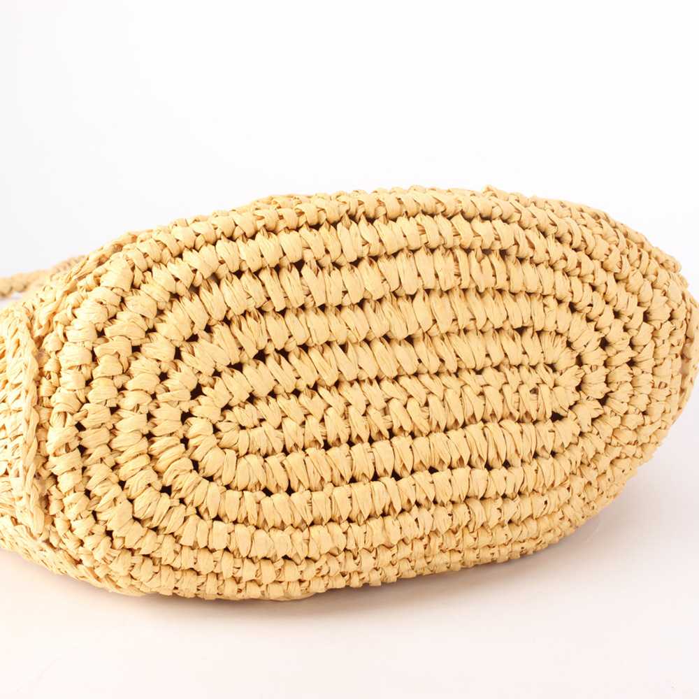 Sac Trapèze Femme En Raphia Tissé Uni Style Vacances h5Image4