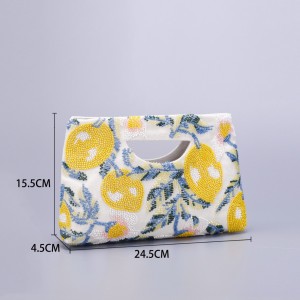 Sac Carré Pour Femme En Tissu Tissé Patchwork De Fruits Et Perles, Style Décontracté h5 Image4