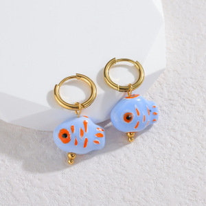 Boucles D'Oreilles Pendantes Pour Femmes En Céramique, Motif Poisson, Style Vacances Océaniques h5