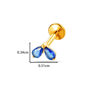Boucles D'Oreilles Piercing Pour Femme, Forme Géométrique Simple, Alliage De Titane, Couleur Or, Zircon. h5 Image2