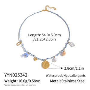 Colliers Tressés Pour Femmes, Couleur Or, En Acier Inoxydable Étanche, Parfaits Pour Les Vacances h5 