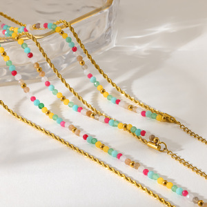 Ensembles De Bijoux Pour Femmes En Perles De Pierres Naturelles Et Acier Inoxydable Étanche h5 Image3