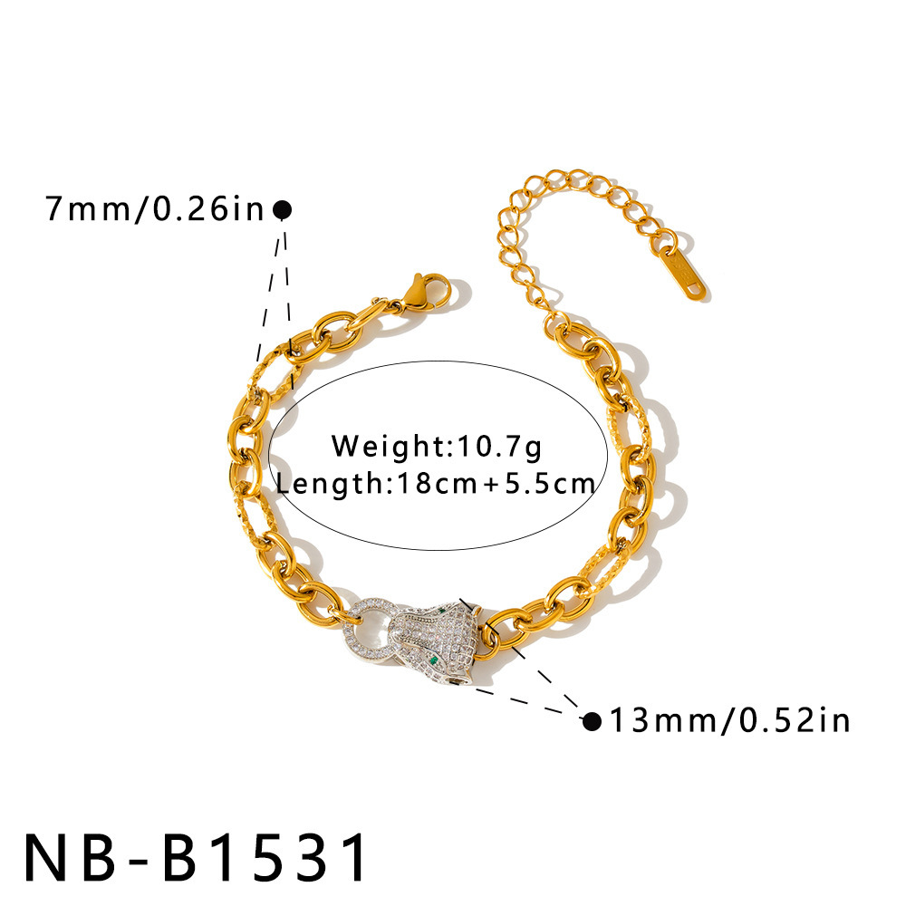 Bracelet Chaîne Femme En Acier Inoxydable Doré, Étanche, Forme Irrégulière Élégante Et Motif Animal, Collection Luxueuse 