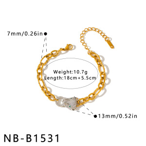 Bracelet Chaîne Femme En Acier Inoxydable Doré, Étanche, Forme Irrégulière Élégante Et Motif Animal, Collection Luxueuse h5 