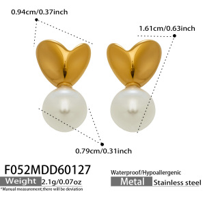 Boucles D'Oreilles Puces Pour Femmes, Style Cœur Élégant, En Acier Inoxydable Étanche, Couleur Or, Collection Simple Series h5 