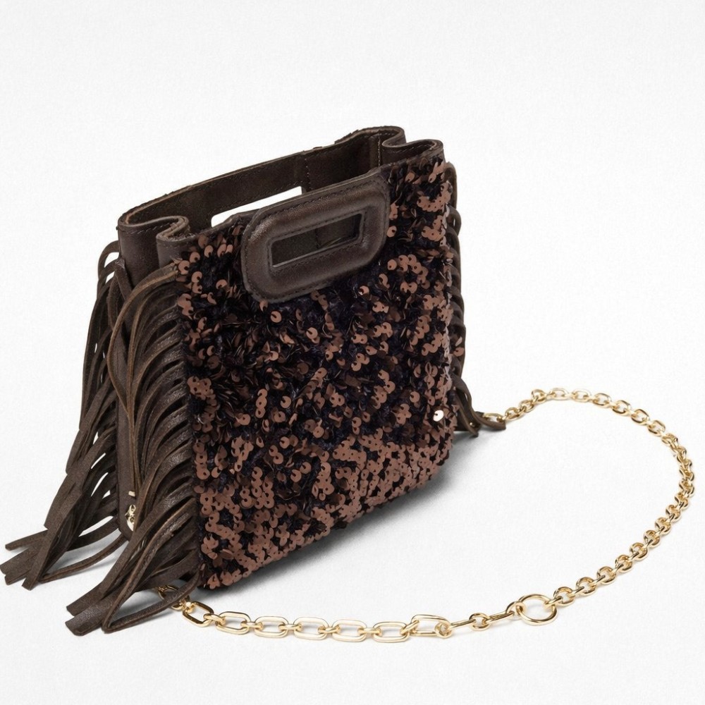 Sac Carré Pour Femme En Pu De Qualité Supérieure, Style Soirée, À Pampilles Et Sequins, Couleur Unie. h5Image3