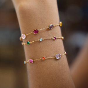 Bracelet À Maillons Pour Femme, Luxueux, Élégant Et Original, En Acier Inoxydable Imperméable, Orné De Zircon Et De Motifs Elliptiques Patchwork. h5 Image3