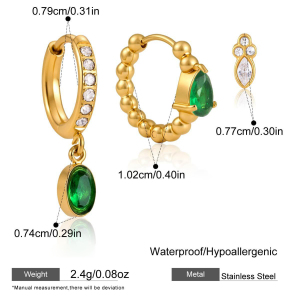 Boucles D'Oreilles Pour Femmes, Collection Simple Series, Élégantes, En Acier Inoxydable, Imperméables, Avec Perles En Forme De Goutte Et Zircon. h5