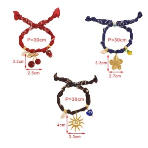 Bracelets Tressés Pour Femmes, Motif Floral Ethnique, Soleil Et Cerise, Couleur Or h5 Image4