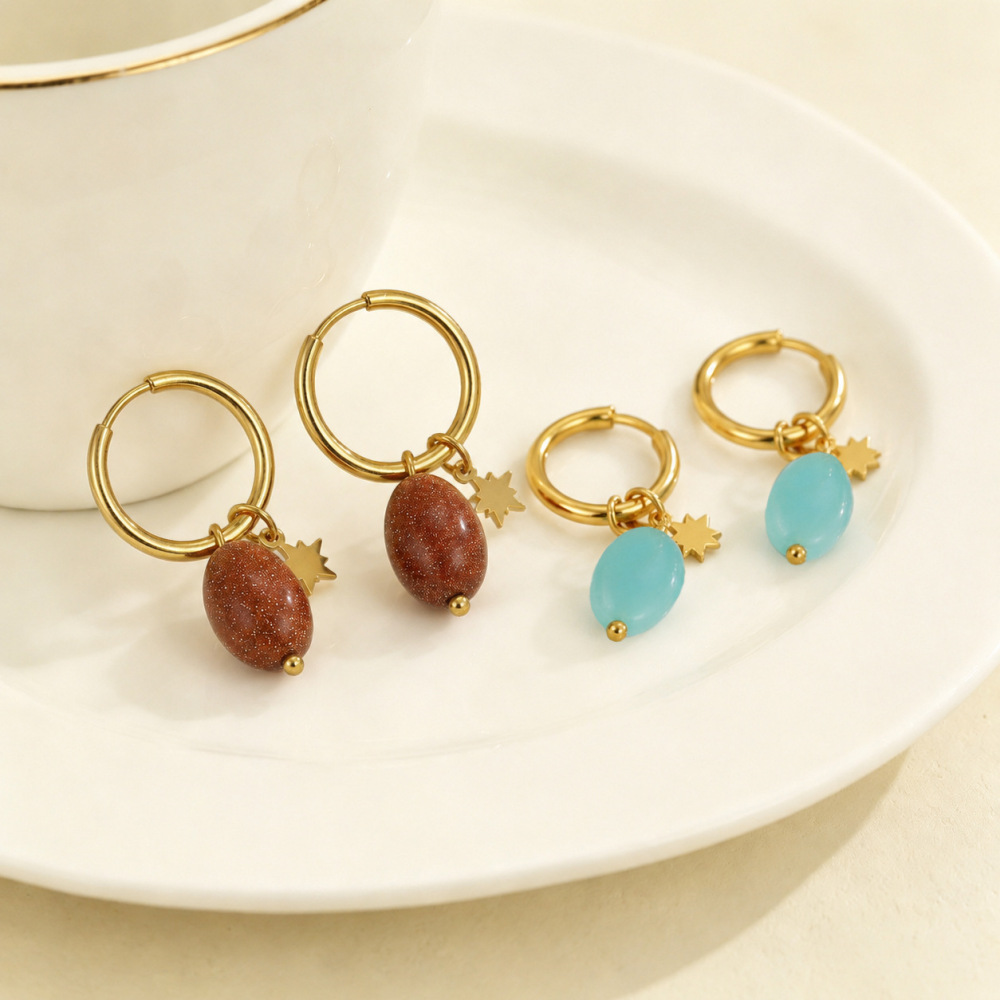 Boucles D'Oreilles Pendantes Pour Femmes Daily Star, En Acier Inoxydable, Couleur Or, Collection Romantique Image2