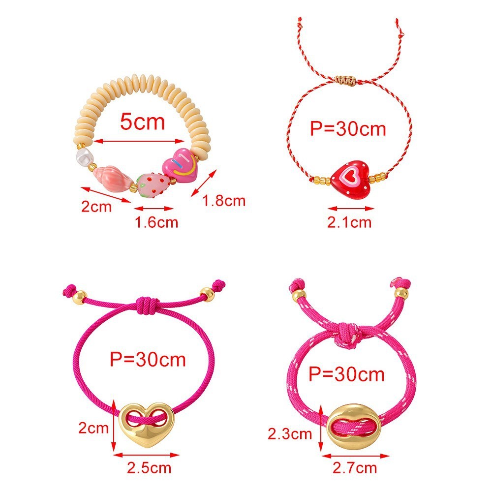 Bracelets Tressés En Résine Sweet Heart Pour Femmes, Collection Romantique Image3